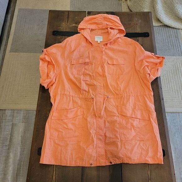 Torrid ORANGE PEACH LINEN HOODED ANORAKDETAILS - Picture 6 of 10